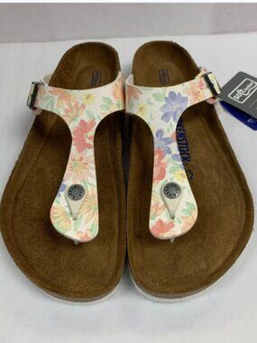 Birkenstock Gizeh SFB Supernatural Flower White Birko-Flor Narrow Width Sandals